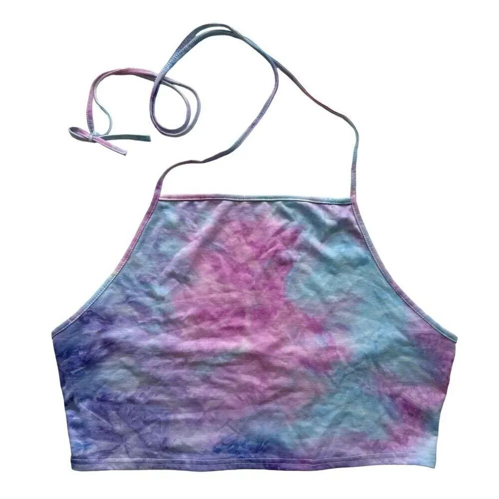 Tye Dye Halter Crop Top Purple Blue Women’s Top 2XL
